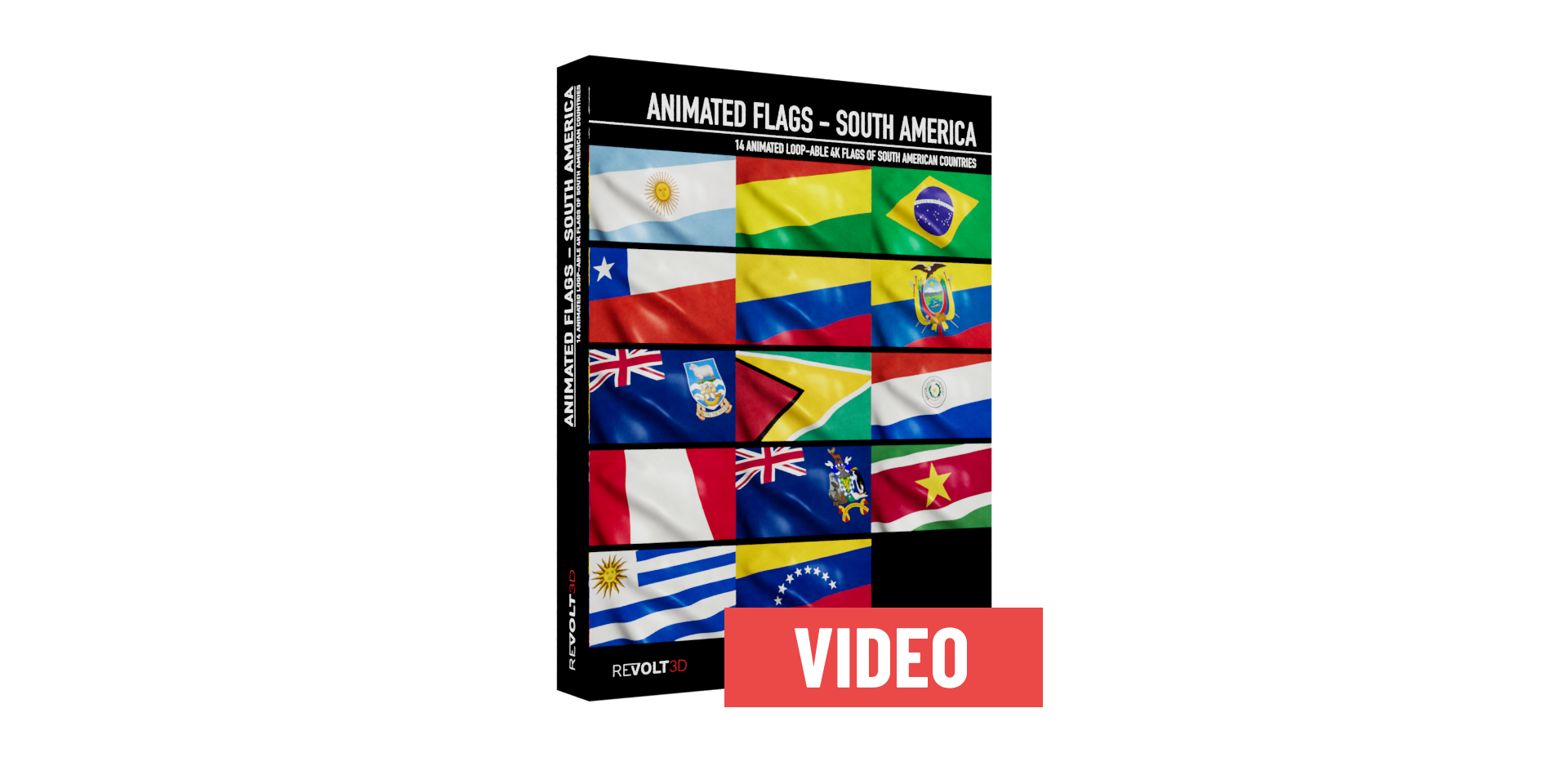 Collection Of 14 Animated South American Flags Revolt 3D Stock HDRI Collection Of 14 Animated South American Flags Revolt 3D Stock HDRI